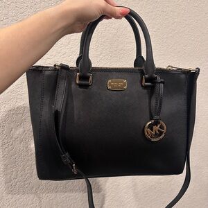 Michael Kors Black Satchel with Gold Accents